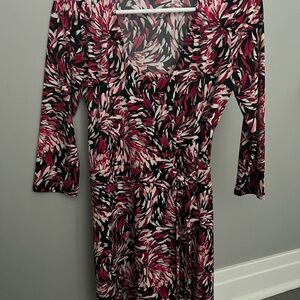 White House Black Market Pink and Black Patterned Mini Dress